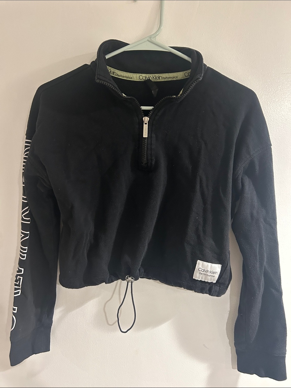 Calvin Klein Black Cropped Half-Zip Sweatshirt